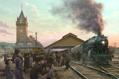 Arrival at Union Station in Portland, Maine, Early 20th Century